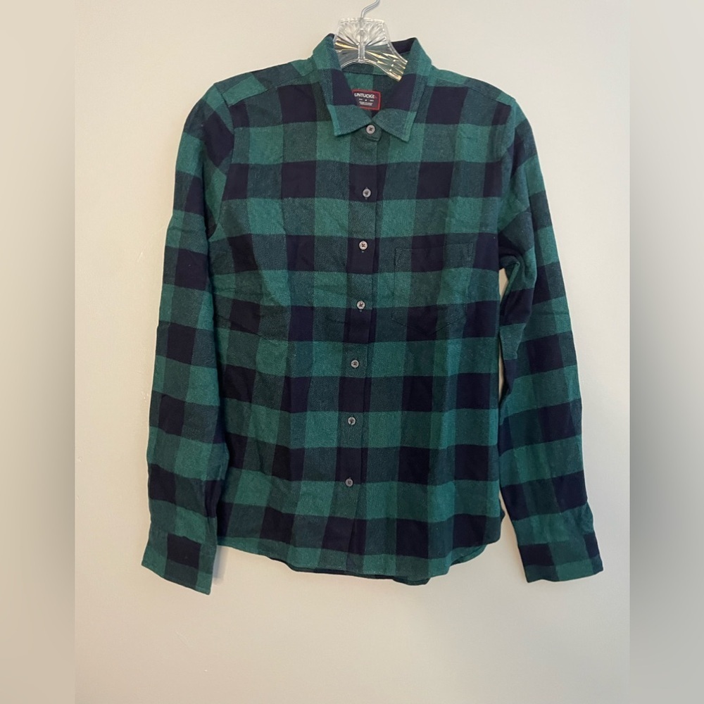 UNTUCKit Women’s Secoli Long Sleeve Plaid Flannel Button Down Shirt Size 4 NWOT - Picture 5 of 16